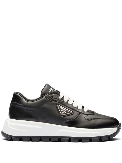 prada white lace up sneakers|prada triangle logo sneakers.